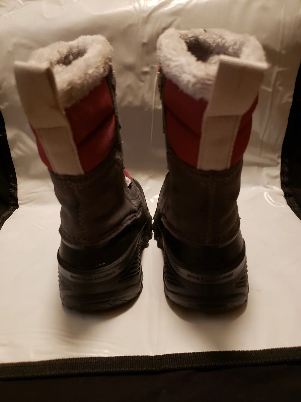 Kids Waterproof Winter Boots - Gray with Maroon Accents
